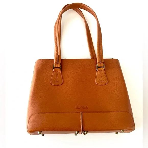 Lottusse Tan Leather Structured Shoulder Bag - Picture 1 of 9